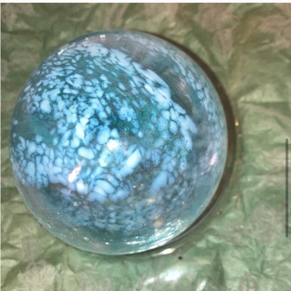 Hand Crafted Blown Glass decorative Ornament ball blue and white decor - Picture 3 of 6